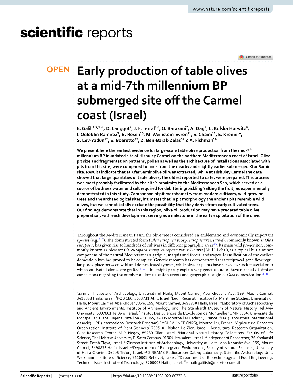 Early Production of Table Olives at a Mid-7Th Millennium BP