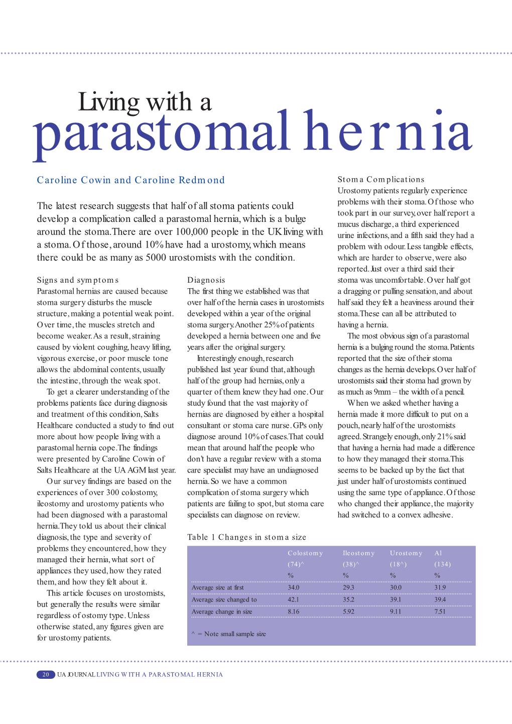 Living with a Parastomal Hernia