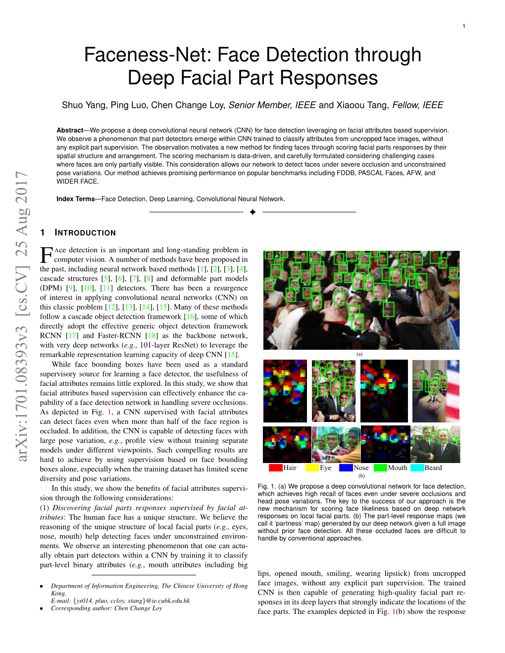 Faceness-Net: Face Detection Through Deep Facial Part Responses