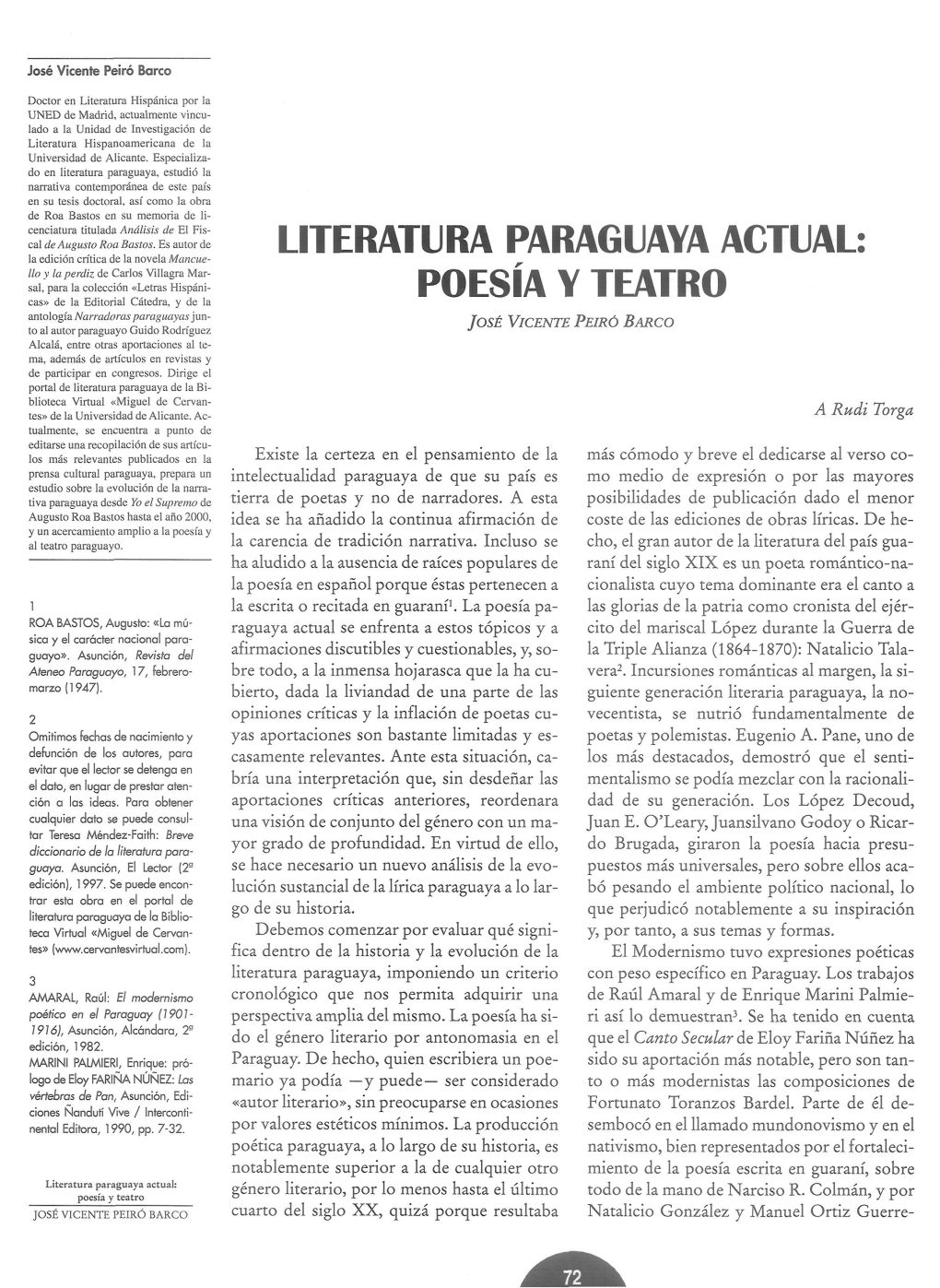 Literatura Paraguaya Actual: Poesía Y Teatro Género Literario, Por Lo Menos Hasta El Último Todo De La Mano De Narciso R