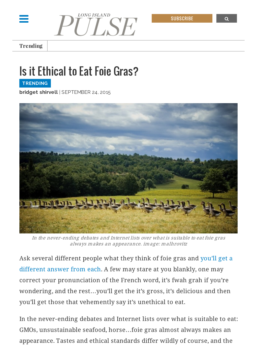 Is It Ethical to Eat Foie Gras? | Long Island Pulse Magazine