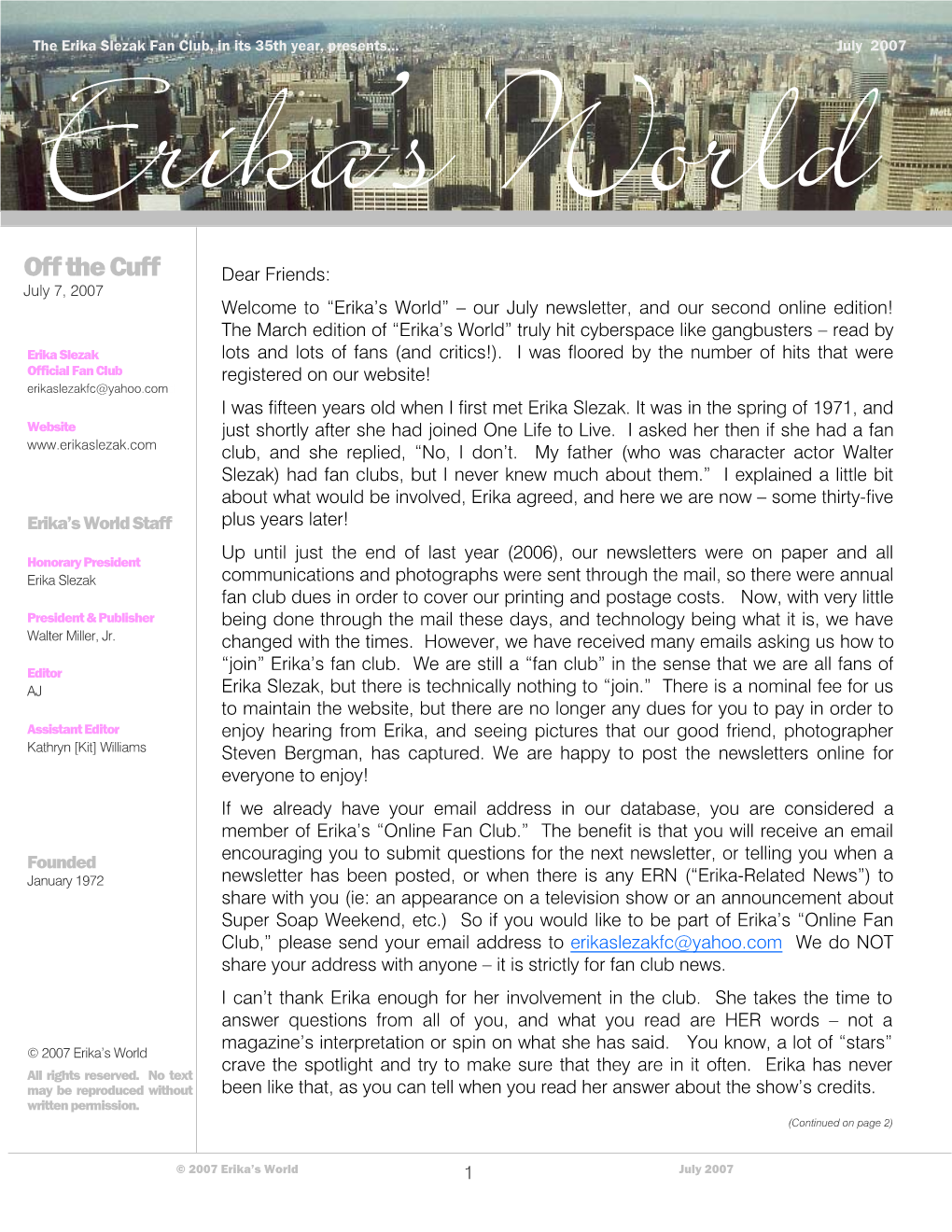 2007 July Newsletter