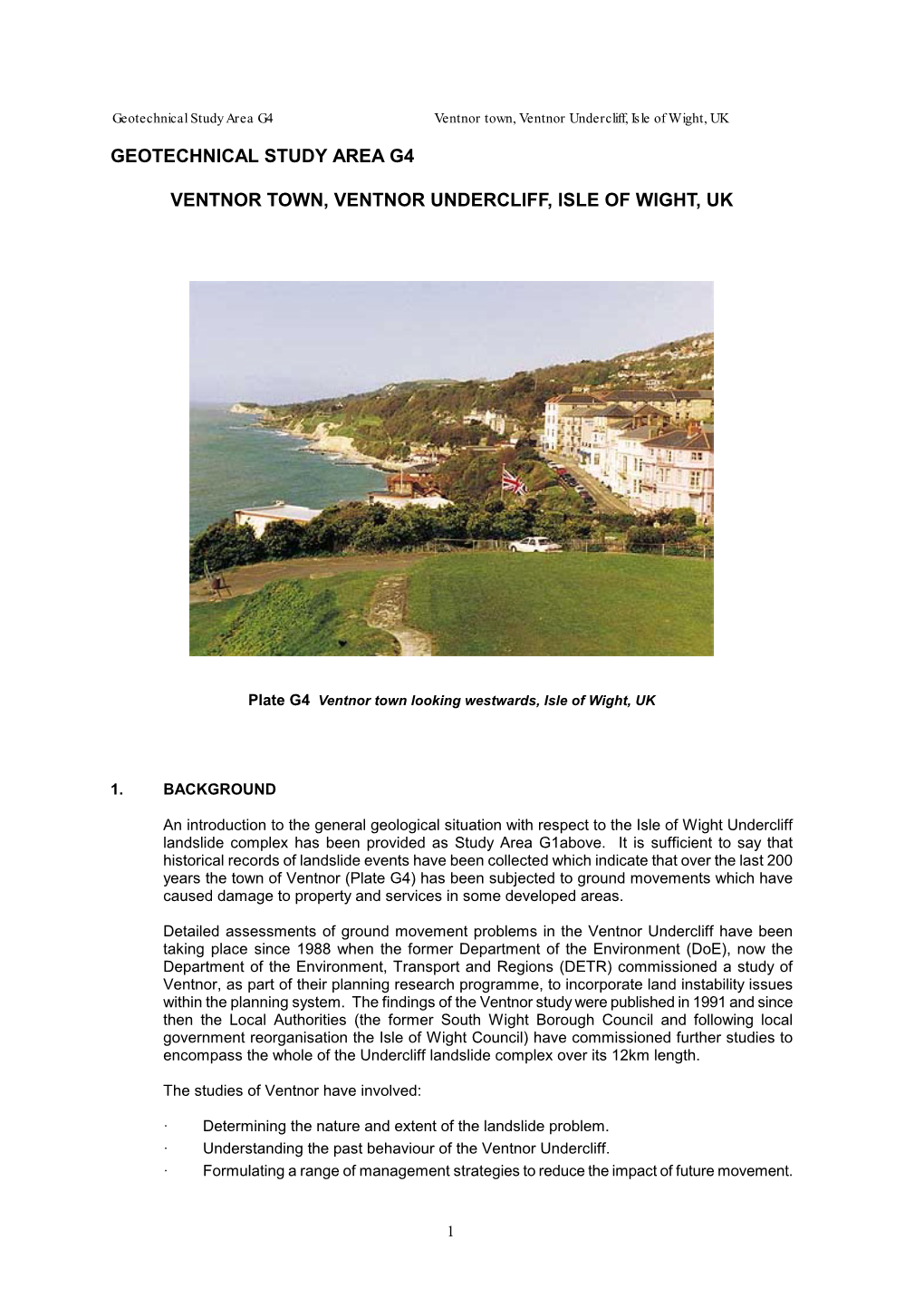 Geotechnical Study Area G4 Ventnor Town, Ventnor Undercliff, Isle of Wight, UK