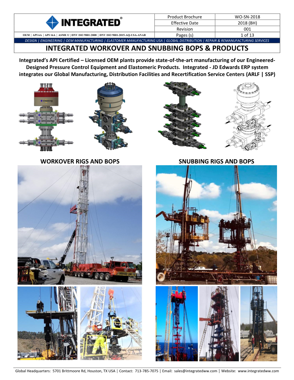 Integrated Workover and Snubbing Bops & Products