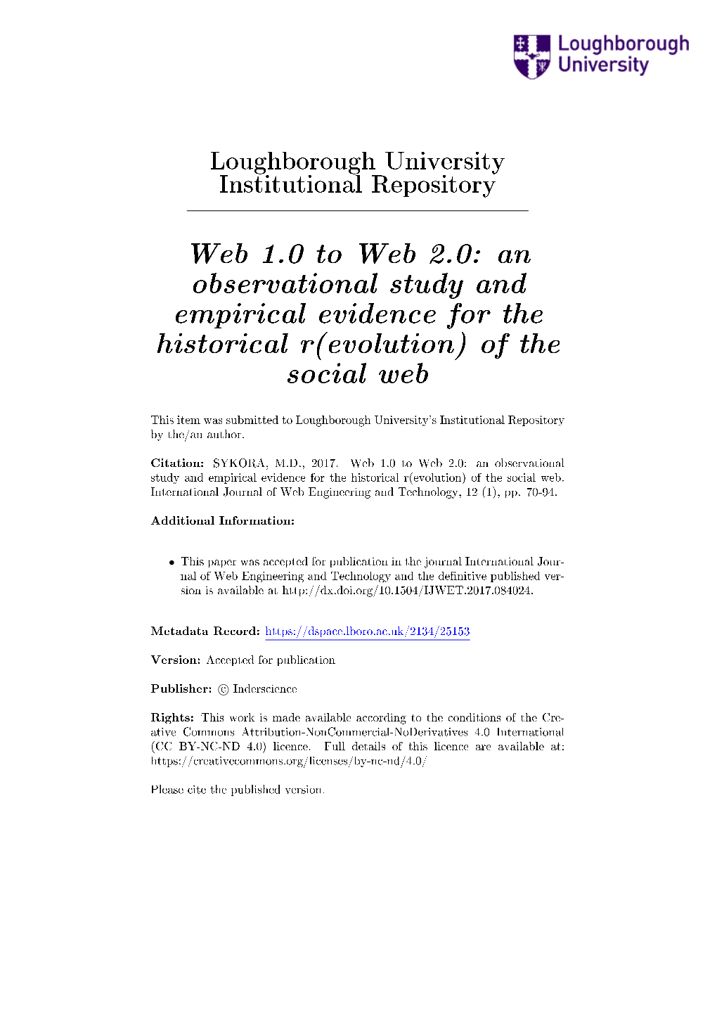 Web 1.0 to Web 2.0: an Observational Study and Empirical Evidence for the Historical R(Evolution) of the Social Web