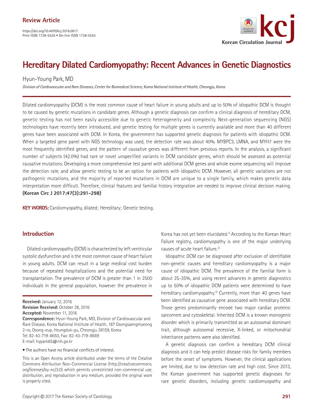 Hereditary Dilated Cardiomyopathy: Recent Advances in Genetic