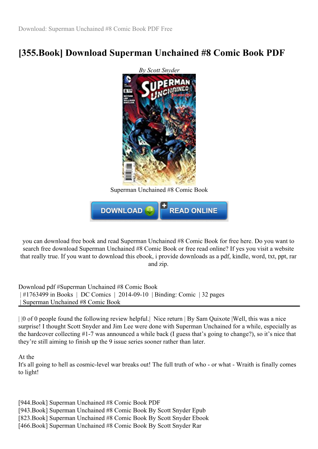 Download Superman Unchained #8 Comic Book PDF