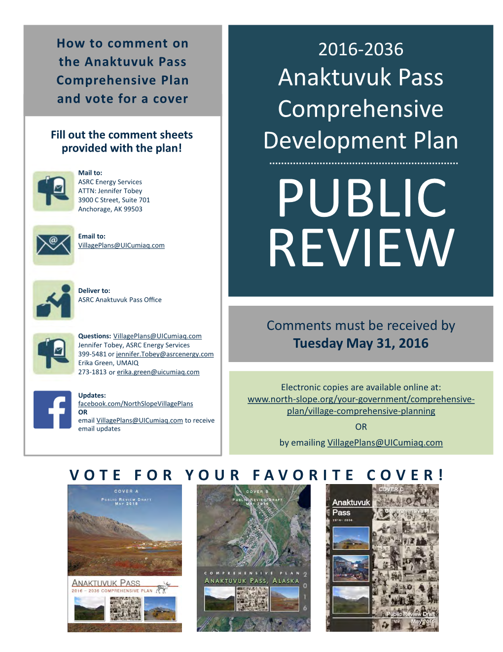 Anaktuvuk Pass Comprehensive Plan Anaktuvuk Pass and Vote for a Cover Comprehensive Fill out the Comment Sheets Provided with the Plan! Development Plan