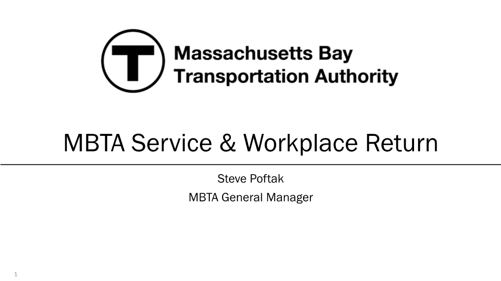 MBTA Service & Workplace Return