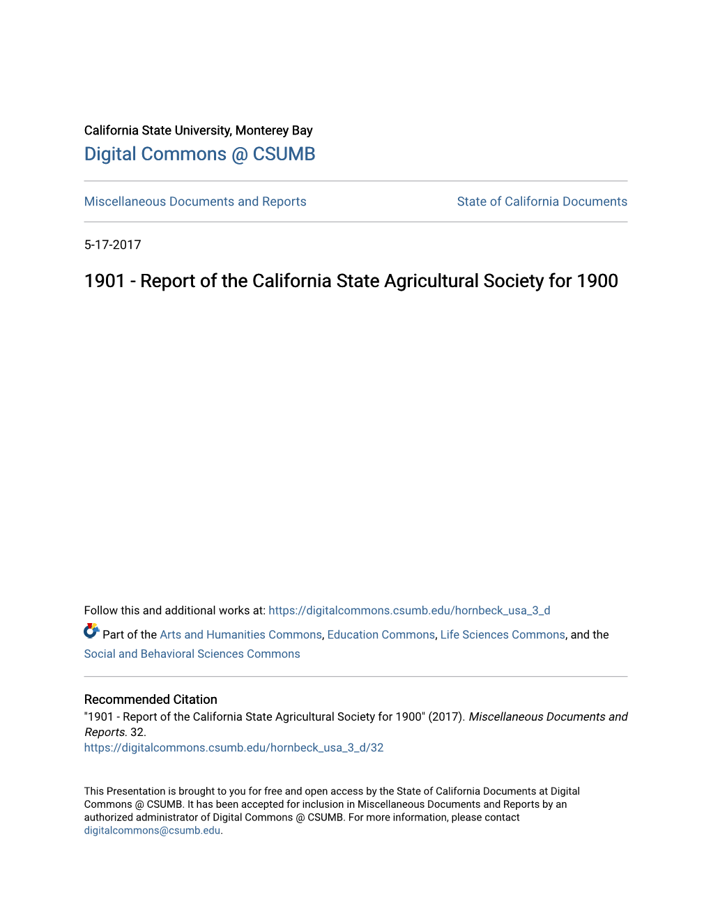 Report of the California State Agricultural Society for 1900