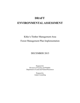 Kokee Timber Management Area Draft Environmental Assessment