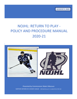 Nojhl: Return to Play - Policy and Procedure Manual 2020-21
