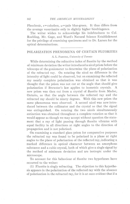 Polarization Phenomena of Certain Fluorites