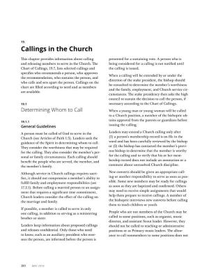 Callings in the Church