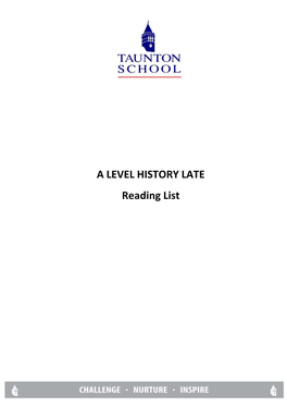 A LEVEL HISTORY LATE Reading List