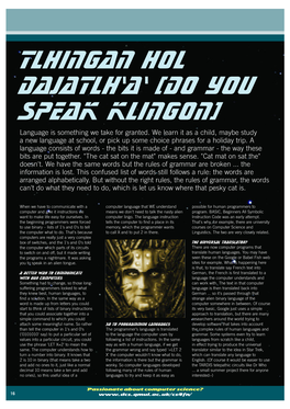 Tlhingan Hol Dajatlh'a' (Do You Speak Klingon) Language Is Something We Take for Granted