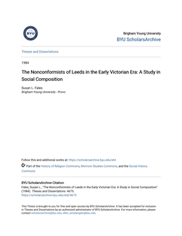 The Nonconformists of Leeds in the Early Victorian Era: a Study in Social Composition