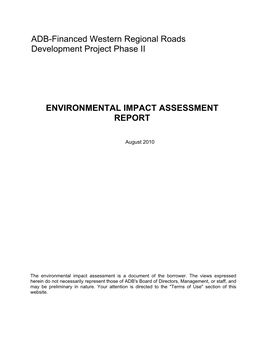 ADB-Financed Western Regional Roads Development Project Phase II ENVIRONMENTAL IMPACT ASSESSMENT REPORT