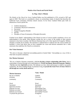 Models of the Church and Parish Model
