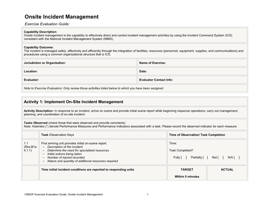 Onsite Incident Management