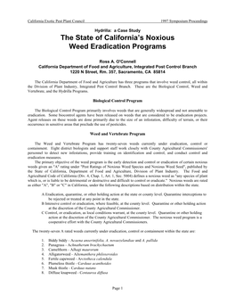 The State of California's Noxious Weed Eradication Programs