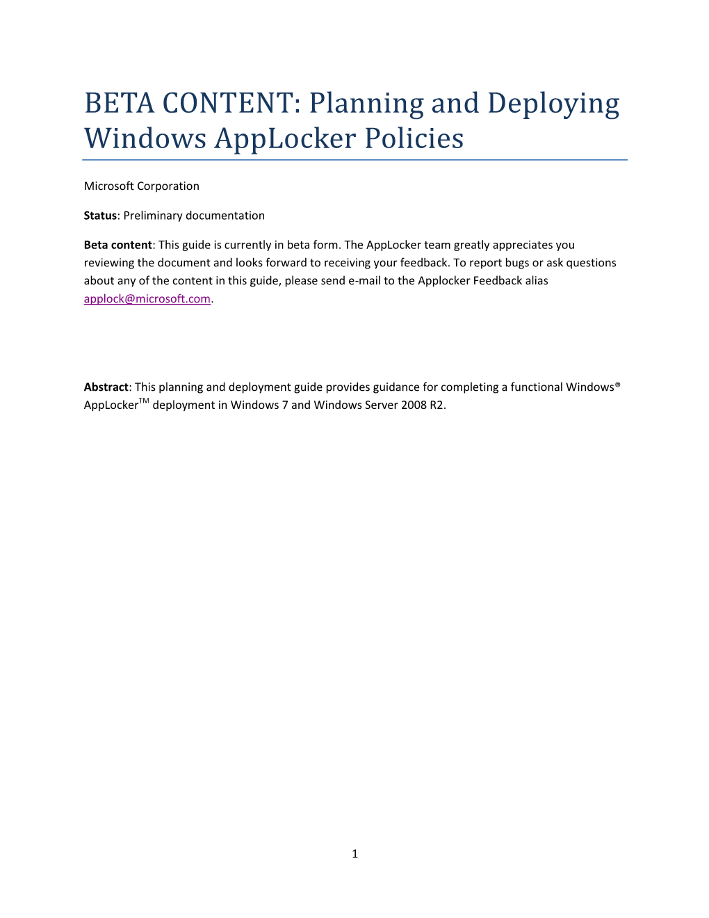 Planning and Deploying Windows Applocker Policies