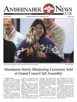 Mandamin Family Blanketing Ceremony Held at Grand Council Fall Assembly