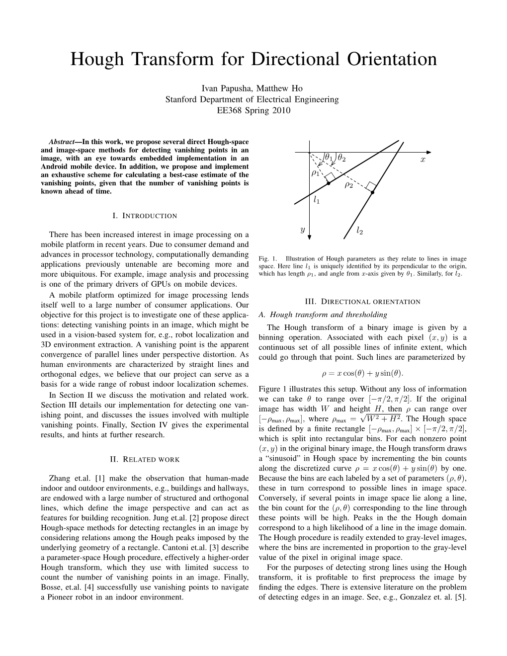 Hough Transform for Directional Orientation