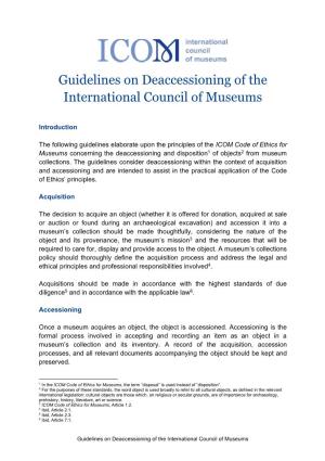 Guidelines on Deaccessioning of the International Council of Museums