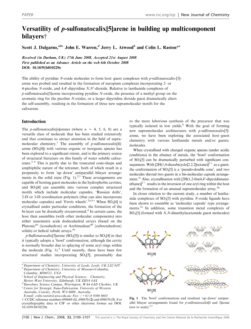 Versatility of P-Sulfonatocalix[5]Arene in Building up Multicomponent Bilayersw