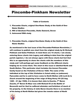 Pincombe-Pinkham Newsletter - Volume 1, Issue 4