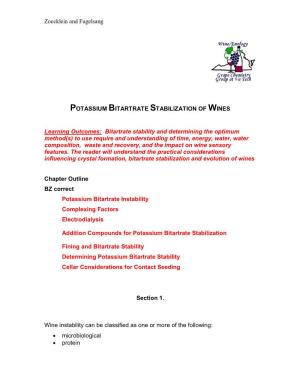 Potassium Bitartrate Stabilization of Wines