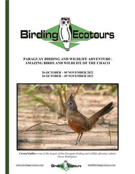 Paraguay Birding and Wildlife Adventure: Amazing Birds and Wildlife of the Chaco