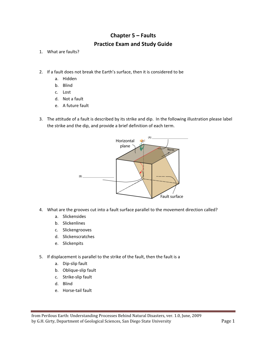 Chapter 5 – Faults Practice Exam and Study Guide 1