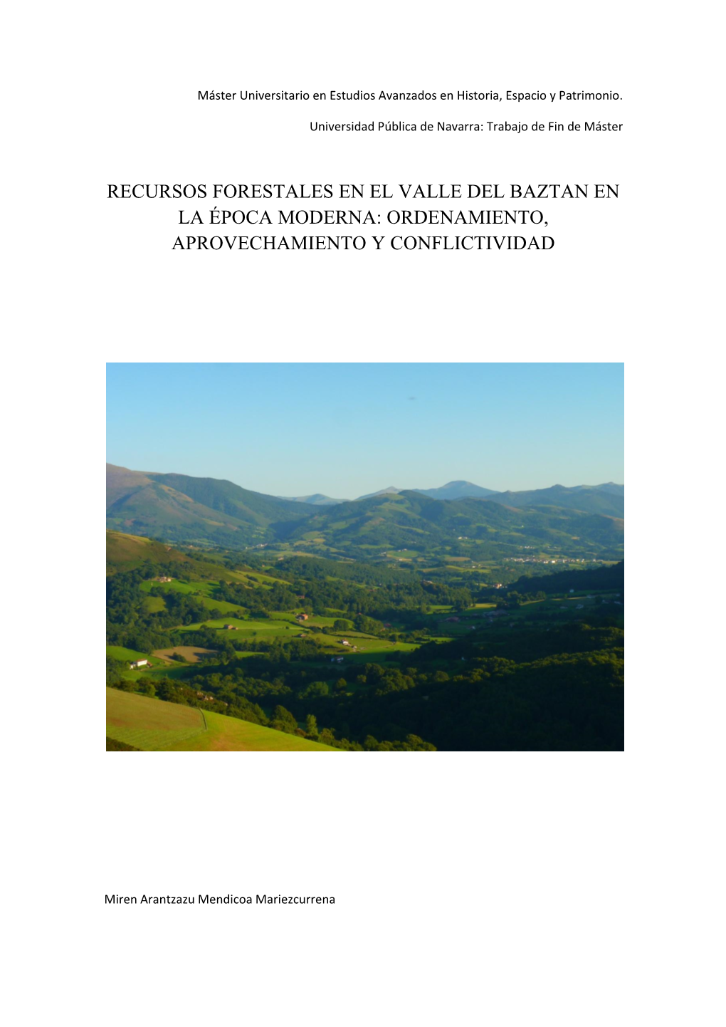 Recursos Forestales En El Valle Del Baztan En La Época Moderna: Ordenamiento, Aprovechamiento Y Conflictividad