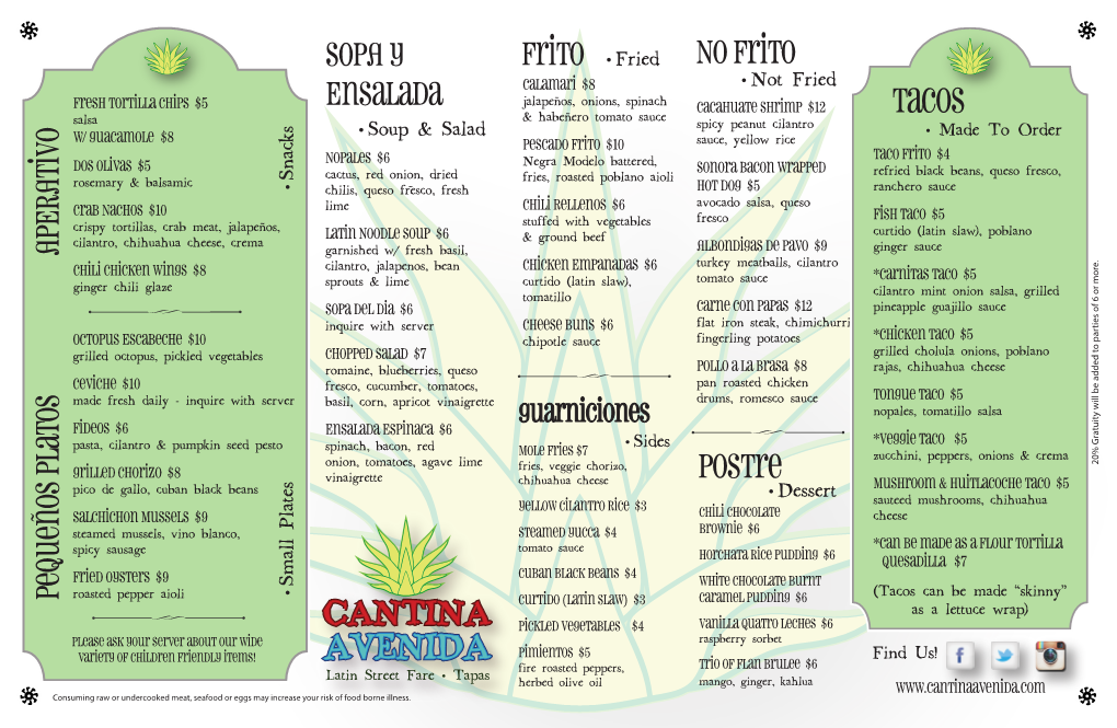 Cantina Avenida Menu Final 11X17