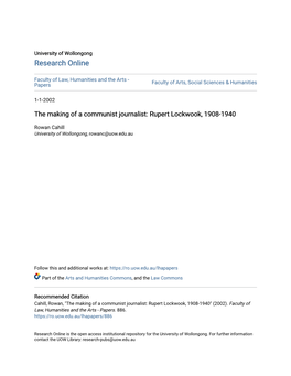 The Making of a Communist Journalist: Rupert Lockwook, 1908-1940