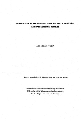 General Circulation Model Simulations of Southern African Regional Climate