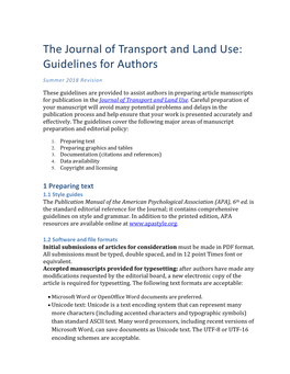 The Journal of Transport and Land Use: Guidelines for Authors