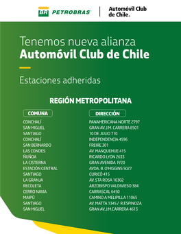 Listado Automovil Club Chile