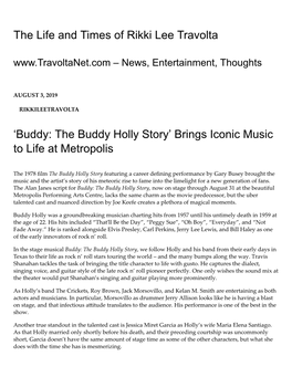 Buddy: the Buddy Holly Story’ Brings Iconic Music to Life at Metropolis