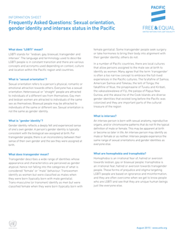 Sexual Orientation, Gender Identity and Intersex Status in the Pacific