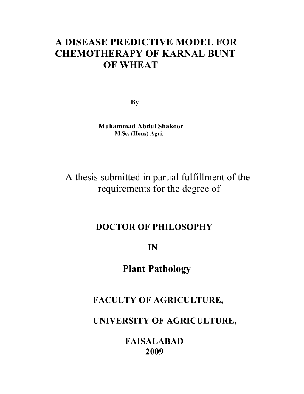 A Disease Predictive Model for Chemotherapy of Karnal Bunt of Wheat