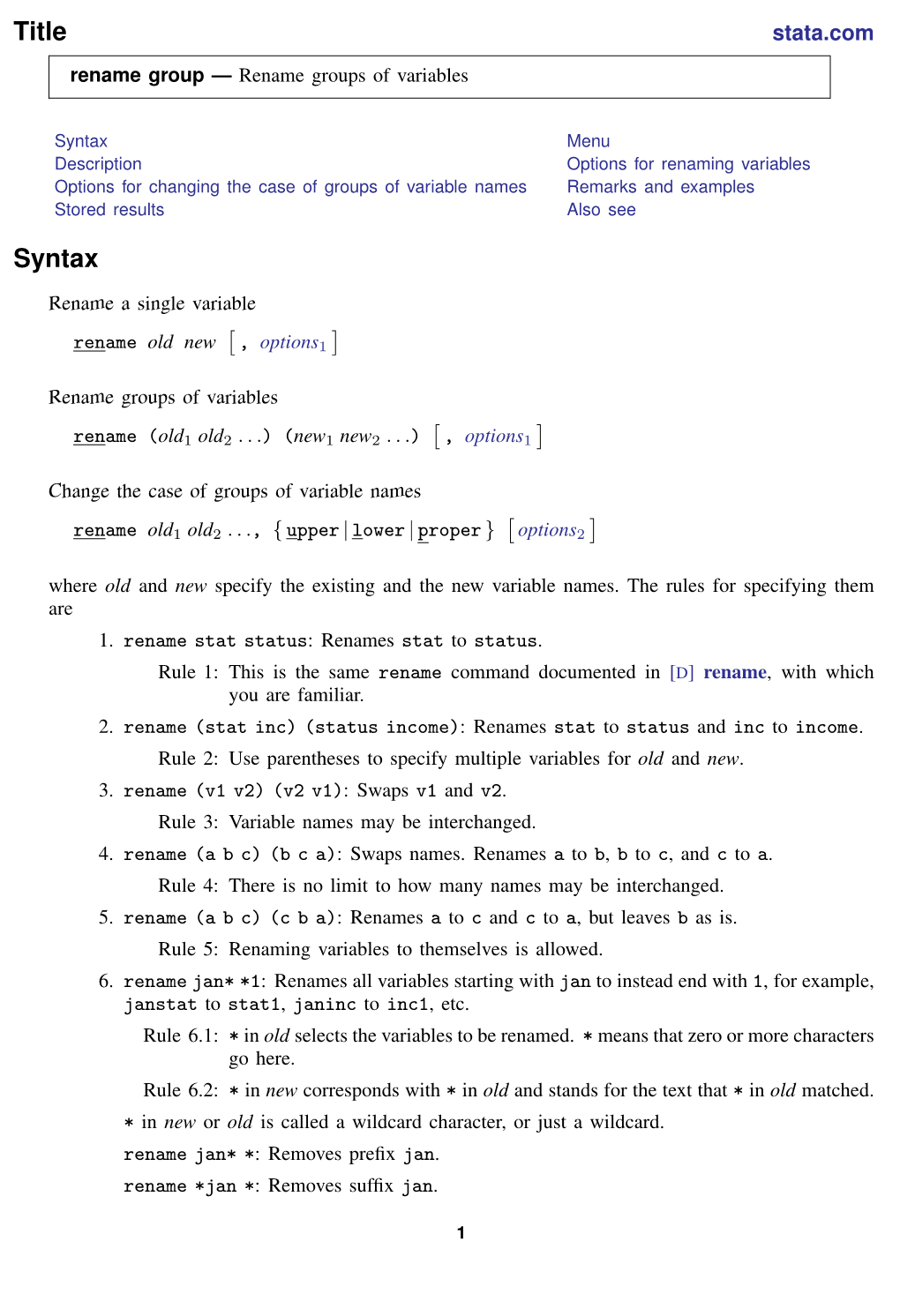 Rename Group — Rename Groups of Variables