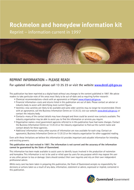 Rockmelon and Honeydew Information Kit Reprint – Information Current in 1997