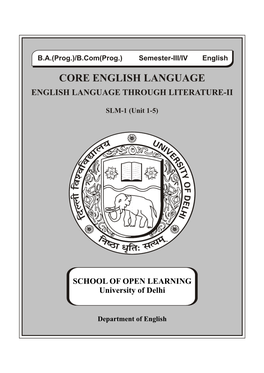 Core English Language English Language Through Literature-Ii