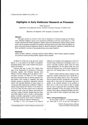 Highlights in Early Stellarator Research at Princeton