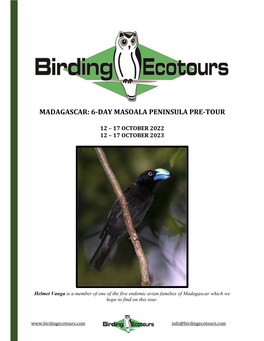 Birding Tour Madagascar: 6-Day Masoala Peninsula Pre-Tour