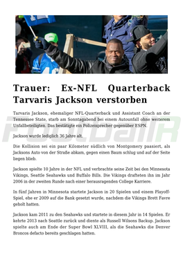 Ex-NFL Quarterback Tarvaris Jackson Verstorben