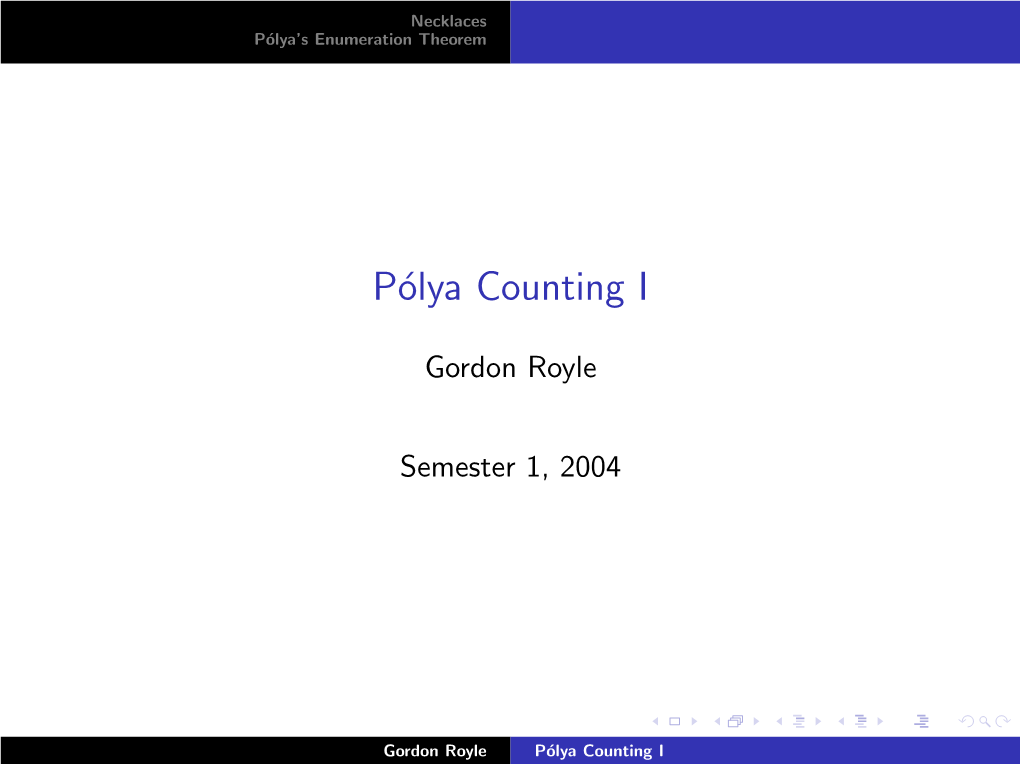 Pólya Counting I